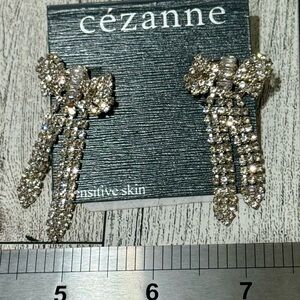Rhinestone Silver Bow Earrings